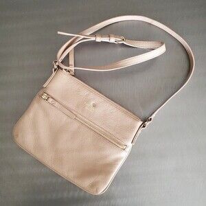 Kate Spade Tenley Pebbled Leather Crossbody Bag Warm Beige Blush Nude Purse